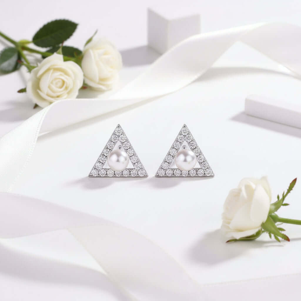 Triangle Moissanite Stud Earrings – S925 Sterling Silver Platinum-Plated