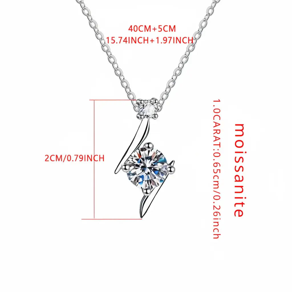 1 Carat D Color Moissanite Pendant Necklace Elegant Jewelry
