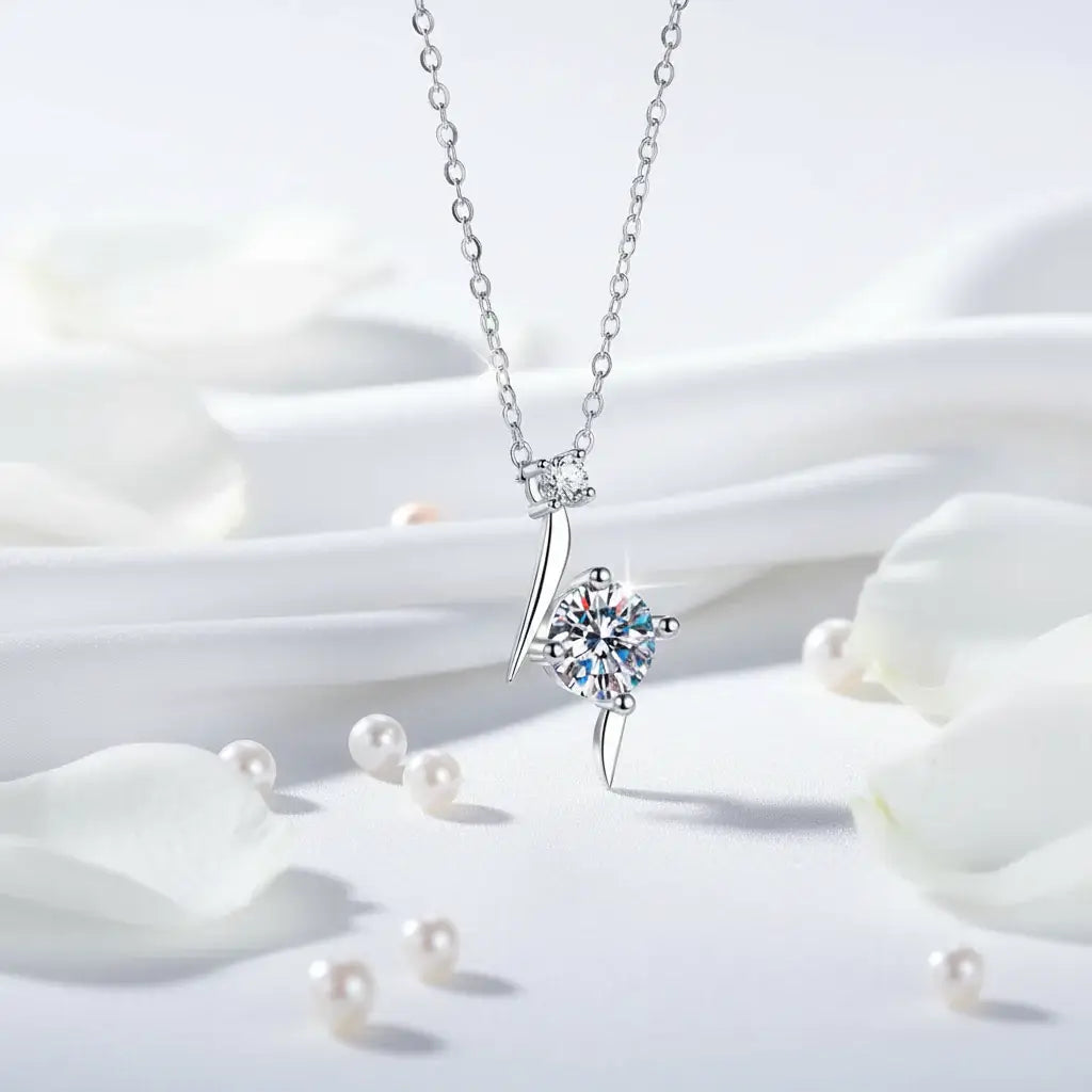 1 Carat D Color Moissanite Pendant Necklace Elegant Jewelry