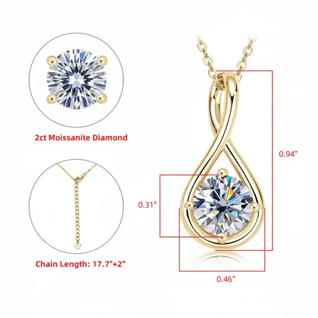 Moissanite Classic – 18K Gold Plated 925 Sterling Silver Necklace