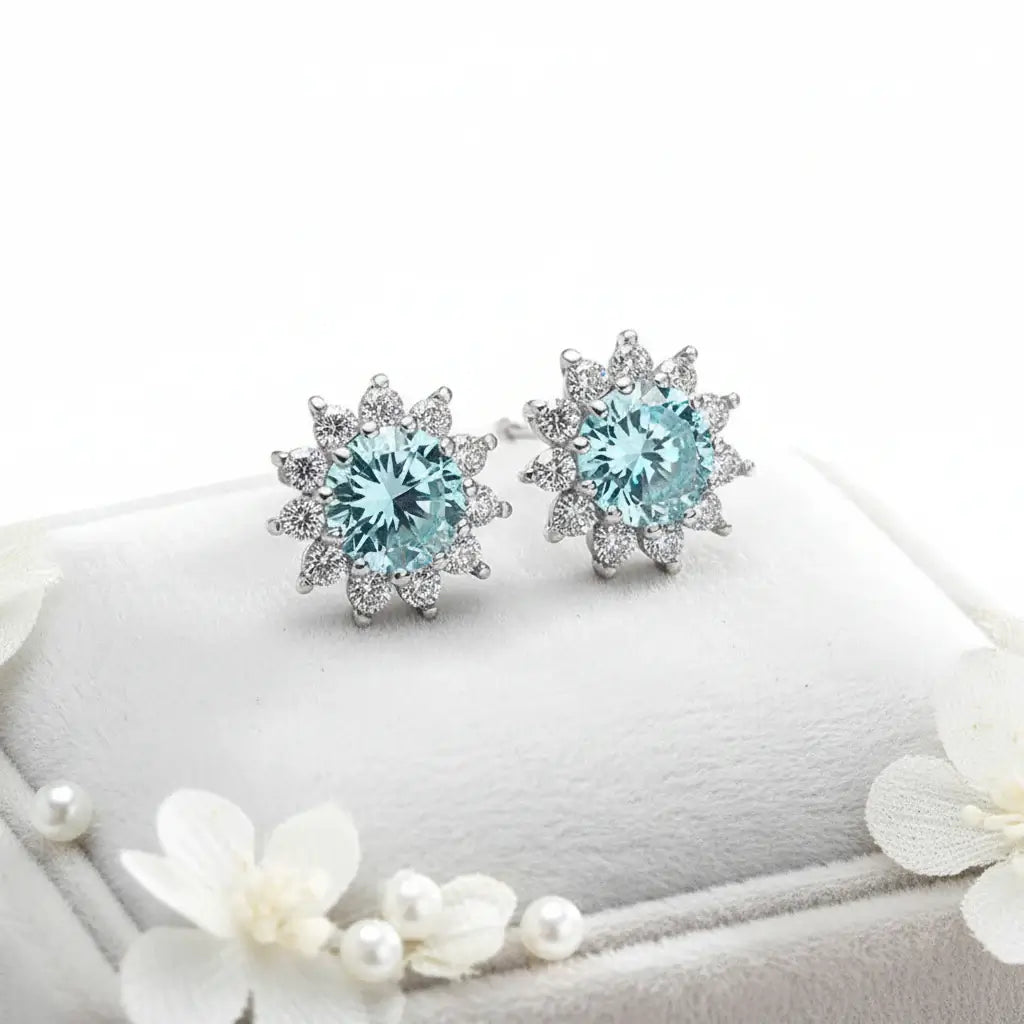 1CT Moissanite Sunflower Stud Earrings 925 Sterling Silver – D Color VVS1 