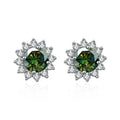 1CT Moissanite Sunflower Stud Earrings 925 Sterling Silver – D Color VVS1 