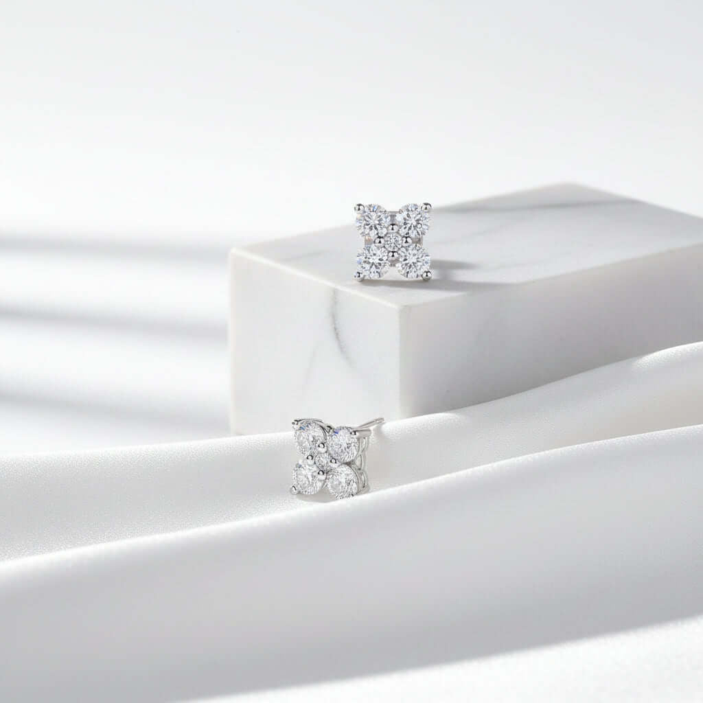 Mini Moissanite Stud Earrings – S925 Sterling Silver Platinum-Plated