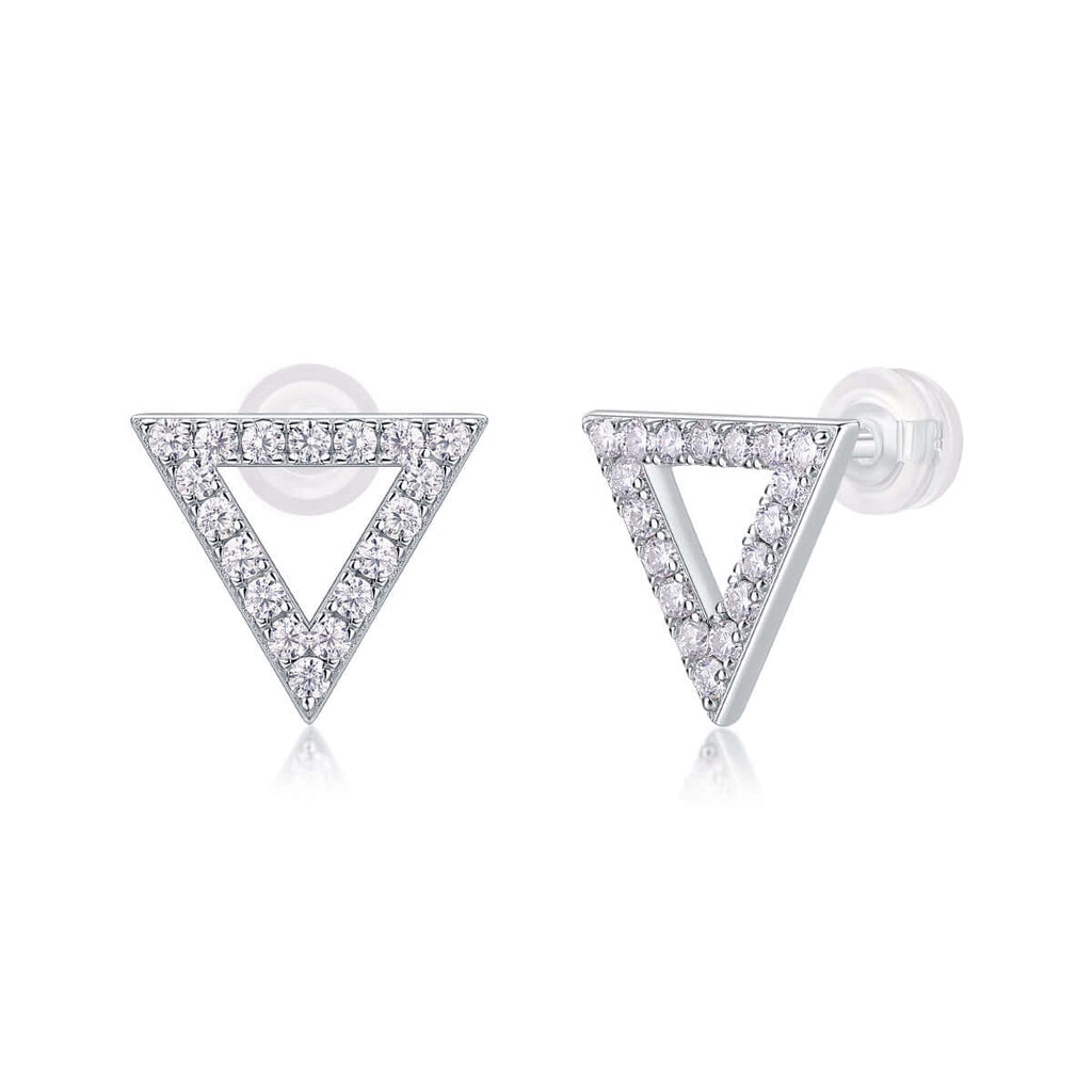 Triangle Moissanite Stud Earrings – S925 Sterling Silver Platinum-Plated