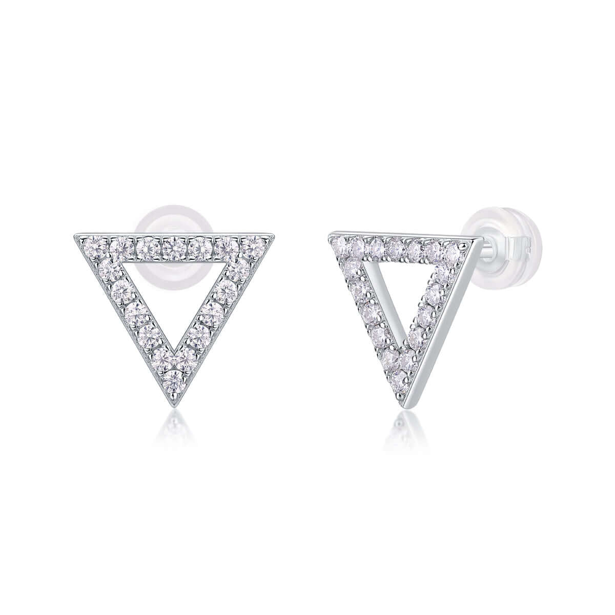 Triangle Moissanite Stud Earrings – S925 Sterling Silver Platinum-Plated