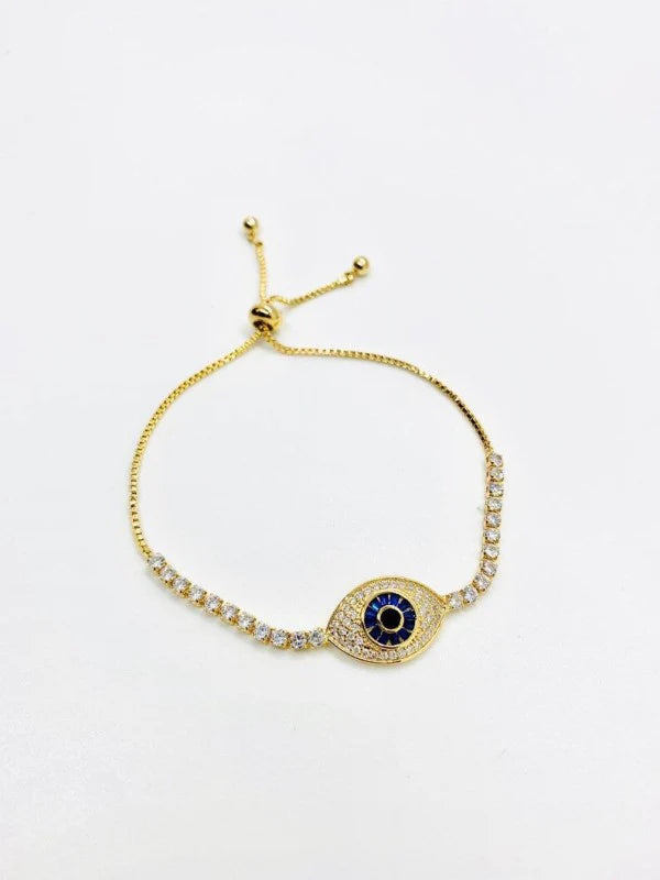 Evil Eye Bracelet - Blue Eye 18K Gold