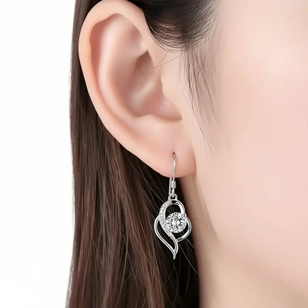 Moissanite Heart Earrings 925 Sterling Silver – 0.5CT Ocean Blue Heart Studs