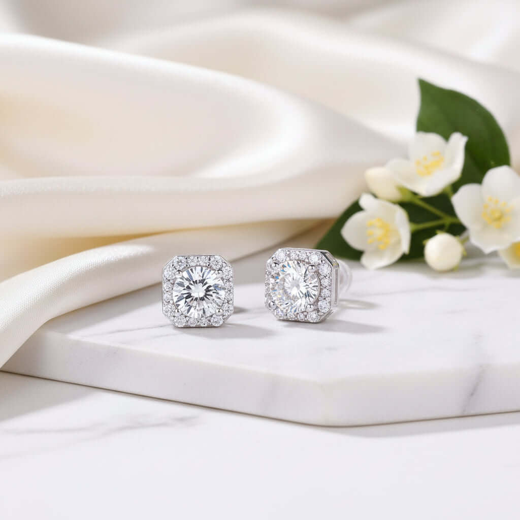Heart Moissanite Stud Earrings – S925 Sterling Silver