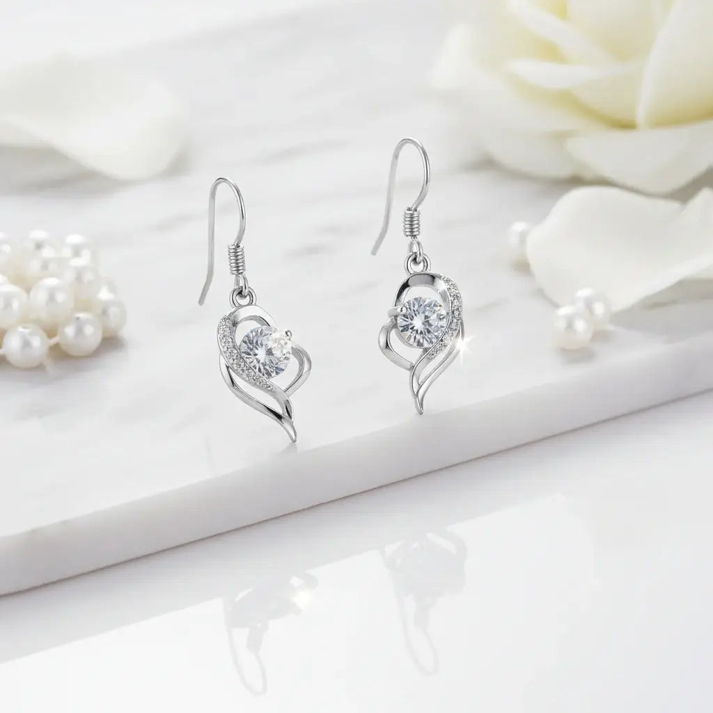 Moissanite Heart Earrings 925 Sterling Silver – 0.5CT Ocean Blue Heart Studs