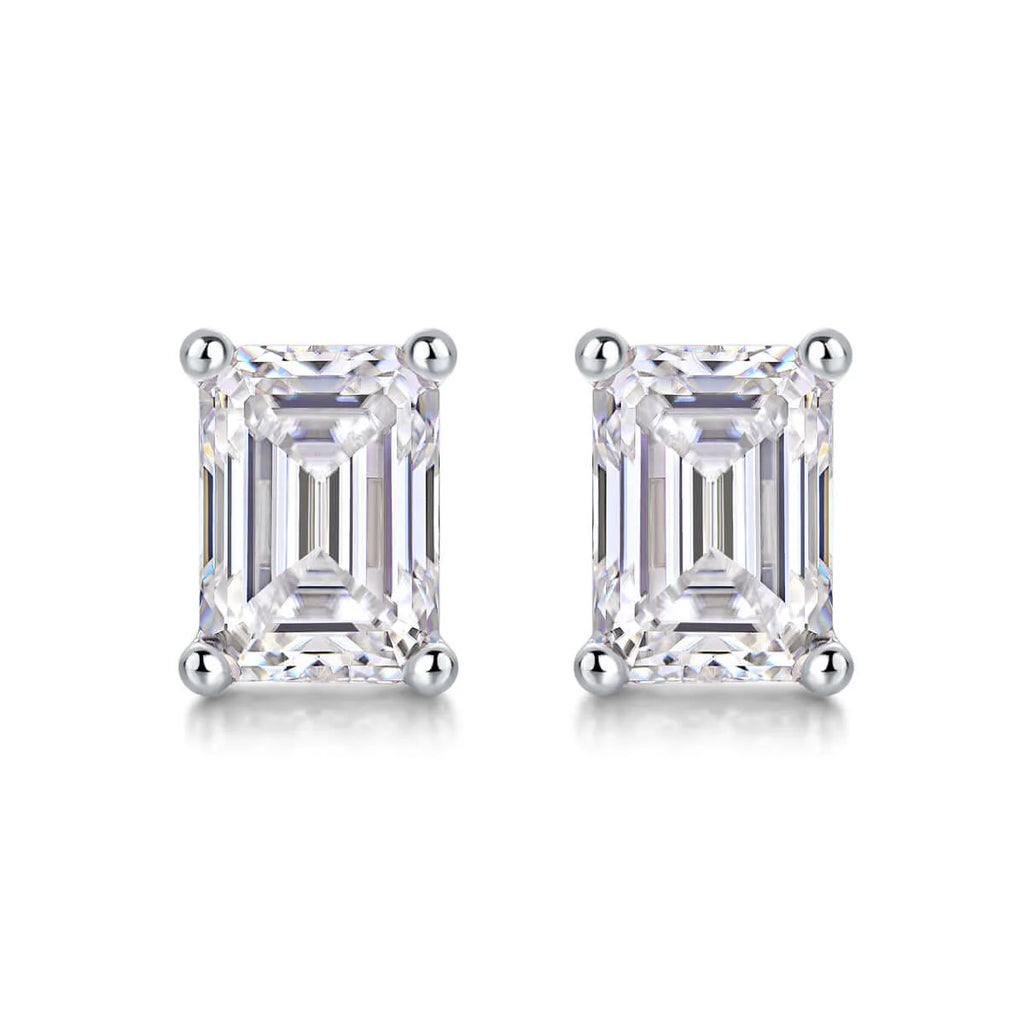Moissanite Diamond Stud Earrings Studs - Set with Mosan Diamond Silver