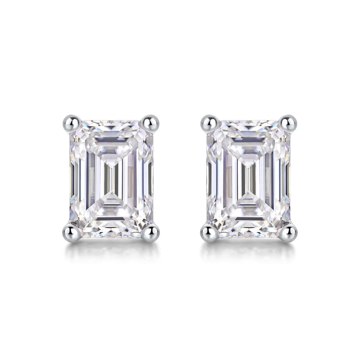 Moissanite Diamond Stud Earrings Studs - Set with Mosan Diamond Silver