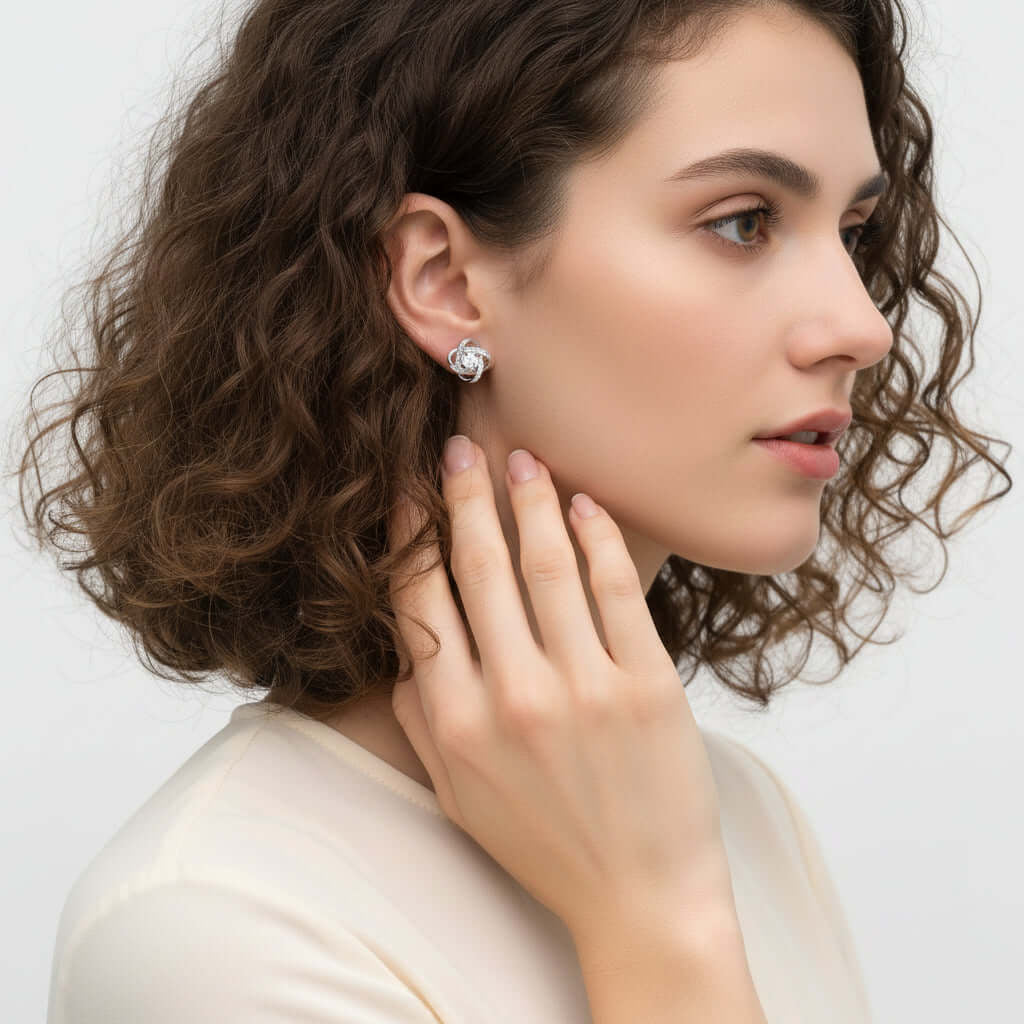 Moissanite Infinity Stud Earrings – S925 Sterling Silver Platinum-Plated