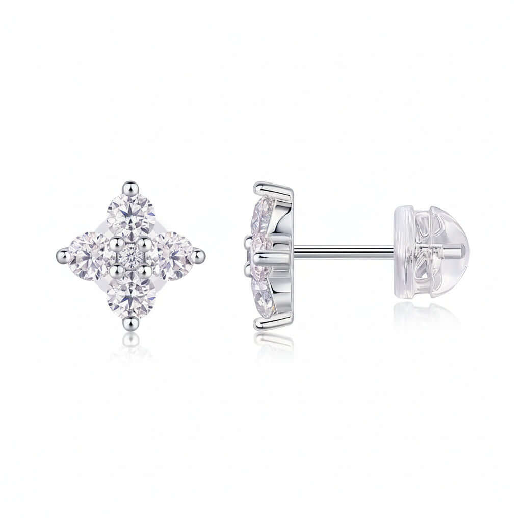 Mini Moissanite Stud Earrings – S925 Sterling Silver Platinum-Plated