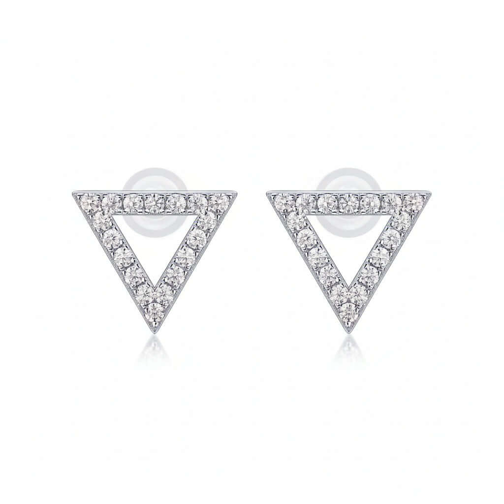 Triangle Moissanite Stud Earrings – S925 Sterling Silver Platinum-Plated