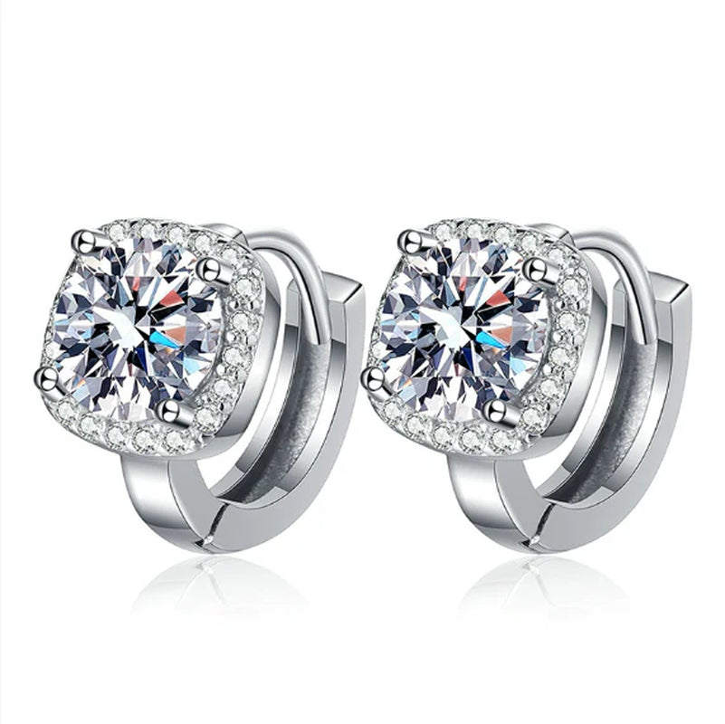 Moissanite Luxe – Platinum Finish 925 Sterling Silver 1CT Earrings