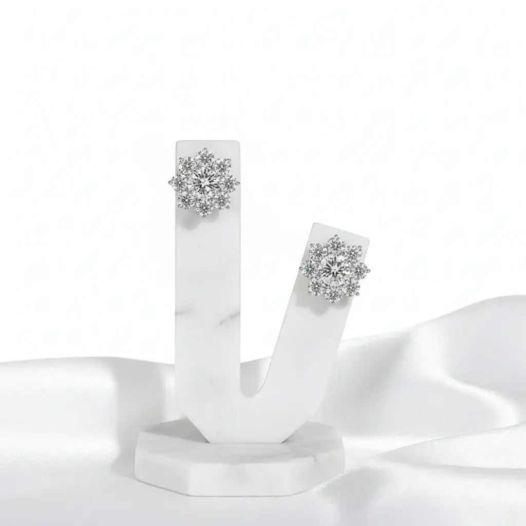 Moissanite Snowflake Sunflower Earrings 925 Silver 0.3-1CT – Cute Star Floral Studs 
