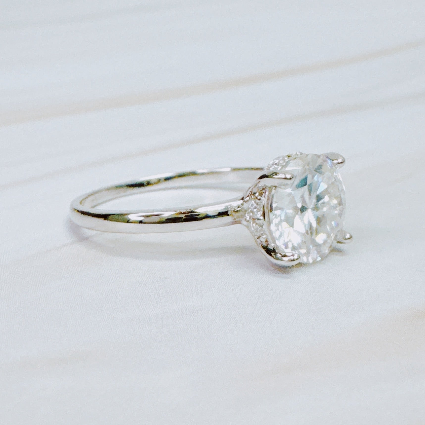 Moissanite Radiance – White Gold Plated Sterling Silver 2CT Ring