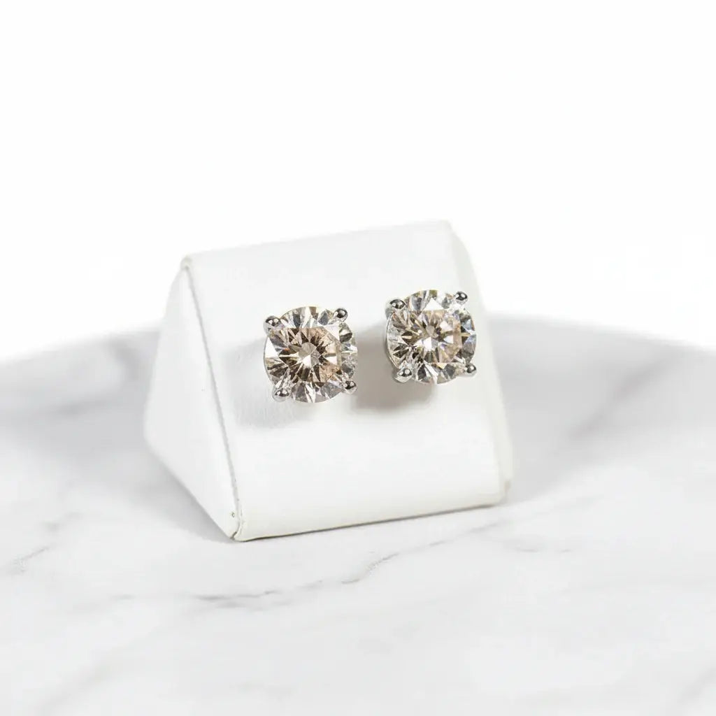 Moissanite Stud Earrings 925 Sterling Silver – 0.5–1CT Four Prong Diamond