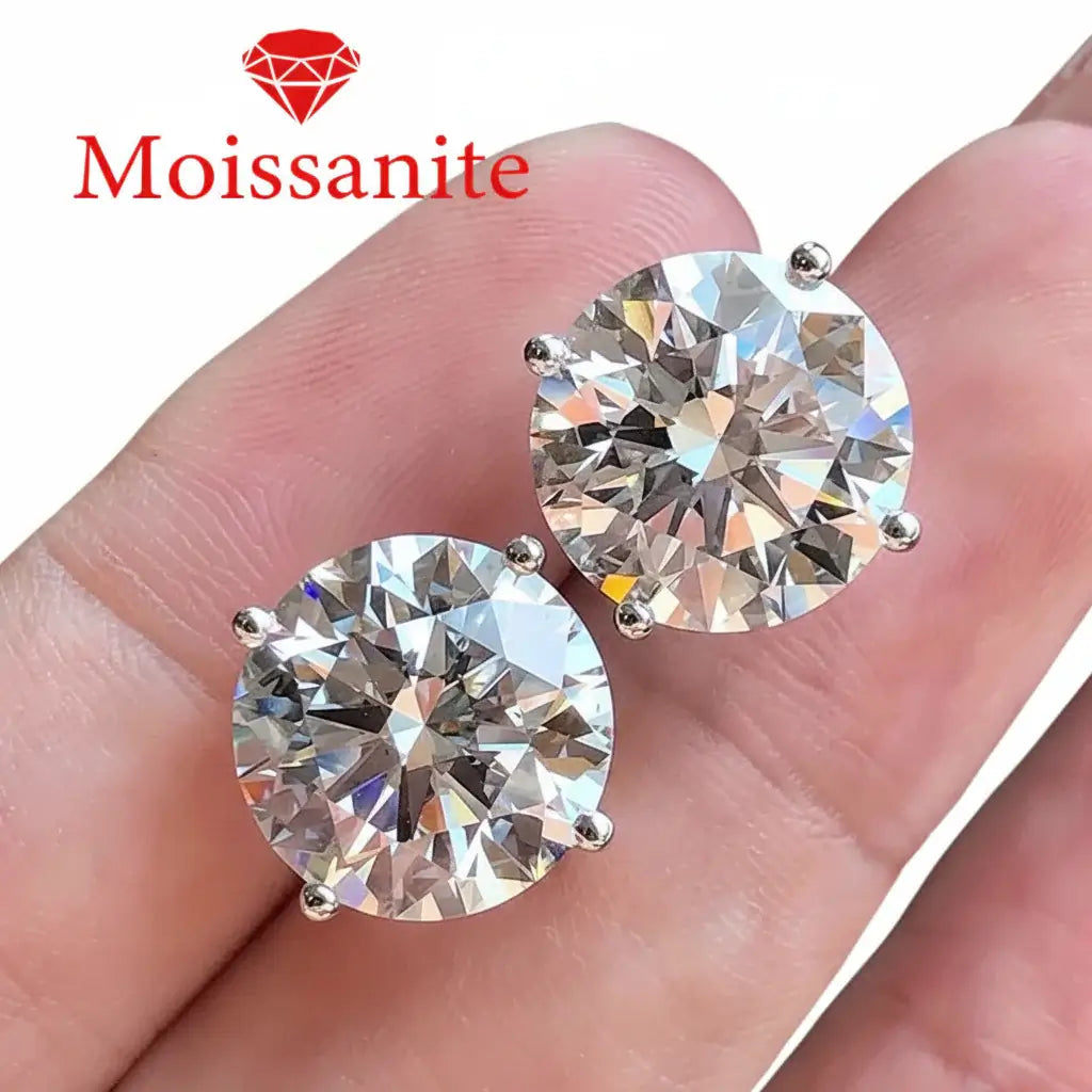 Moissanite Stud Earrings 925 Sterling Silver – 0.5–1CT Four Prong Diamond