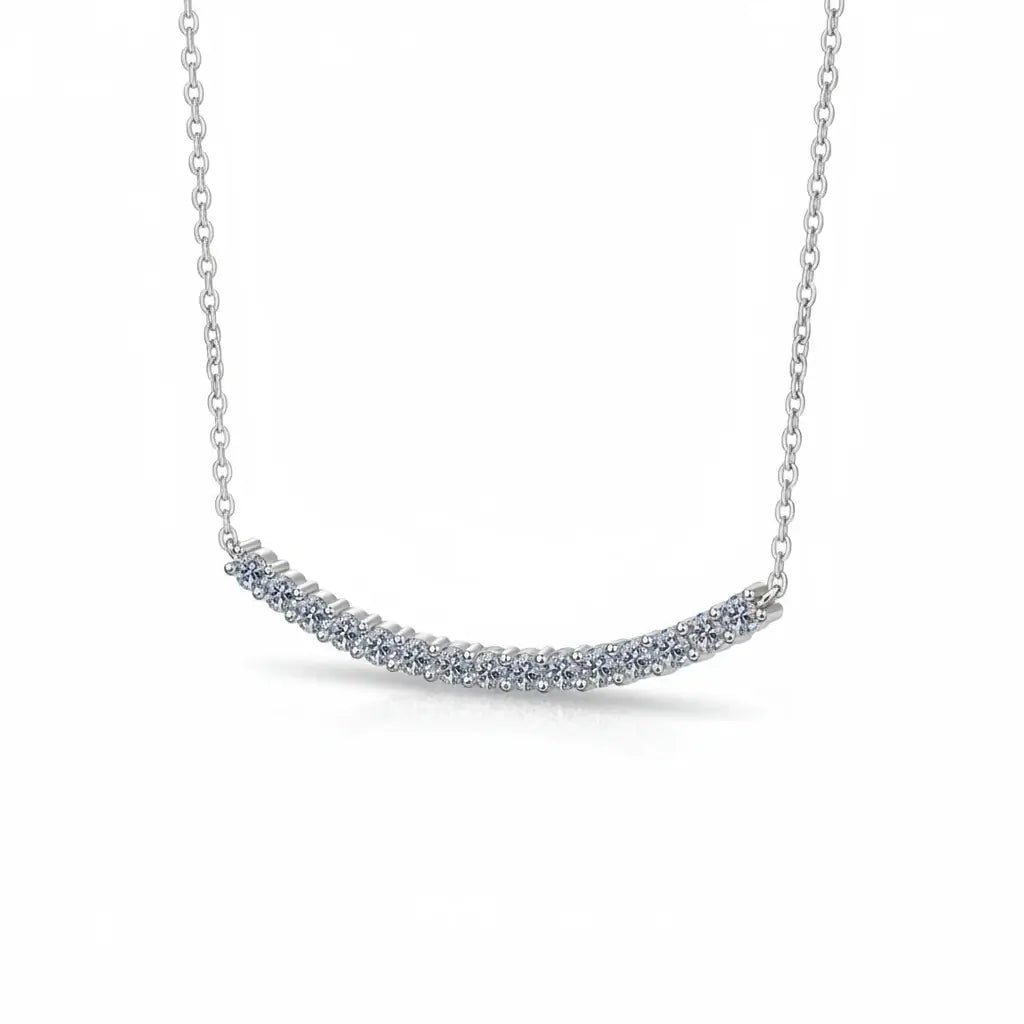 Moissanite Bar Pendant Necklace, Stone Diamond Simple Balance