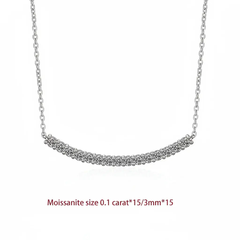 Moissanite Bar Pendant Necklace, Stone Diamond Simple Balance