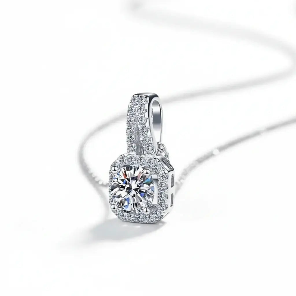 Moissanite Royale – Rhodium Plated 925 Sterling Silver  Necklace