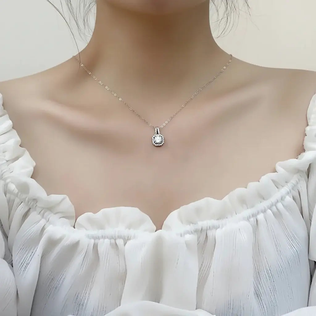 Moissanite Royale – Rhodium Plated 925 Sterling Silver  Necklace