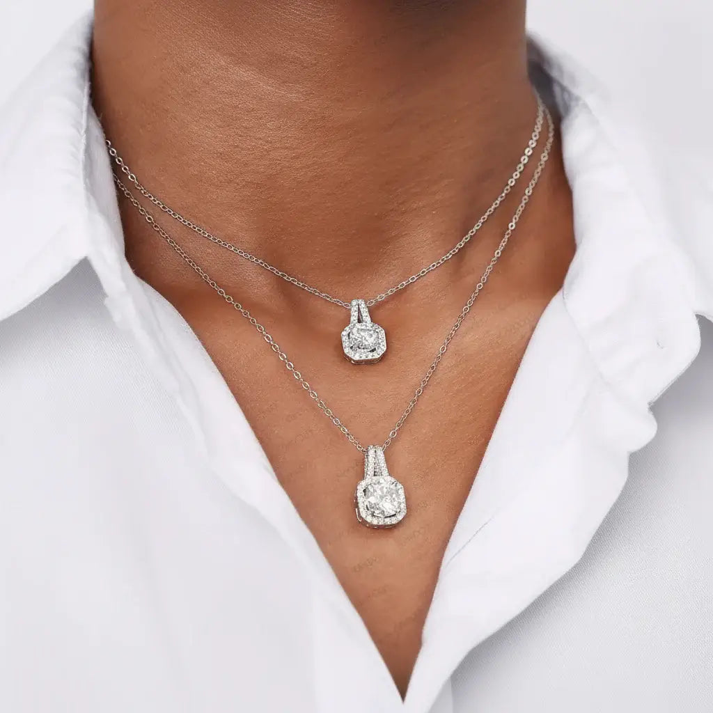 Moissanite Royale – Rhodium Plated 925 Sterling Silver  Necklace