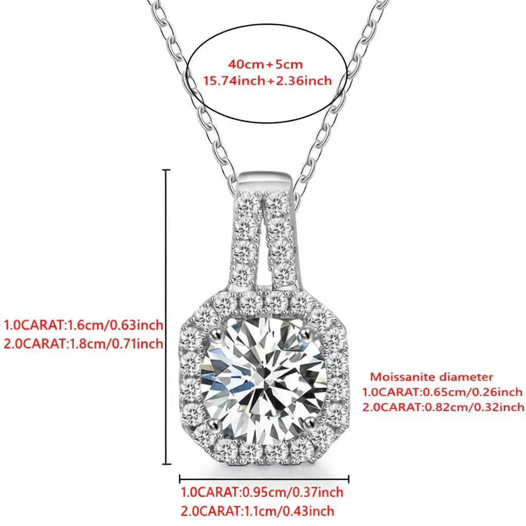 Moissanite Royale – Rhodium Plated 925 Sterling Silver  Necklace