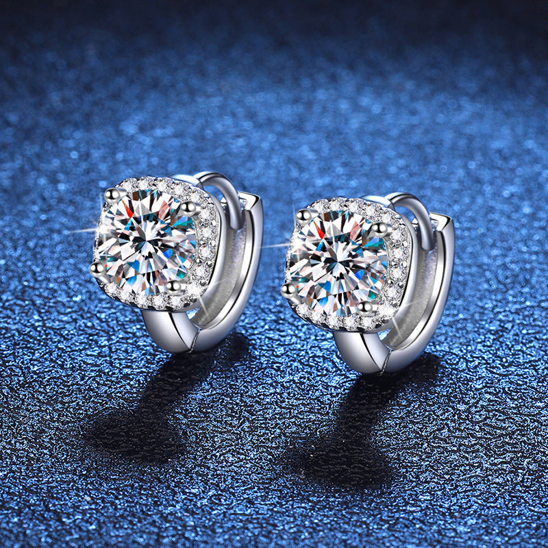 Moissanite Luxe – Platinum Finish 925 Sterling Silver 1CT Earrings