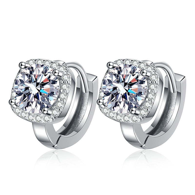 Moissanite Luxe – Platinum Finish 925 Sterling Silver 1CT Earrings