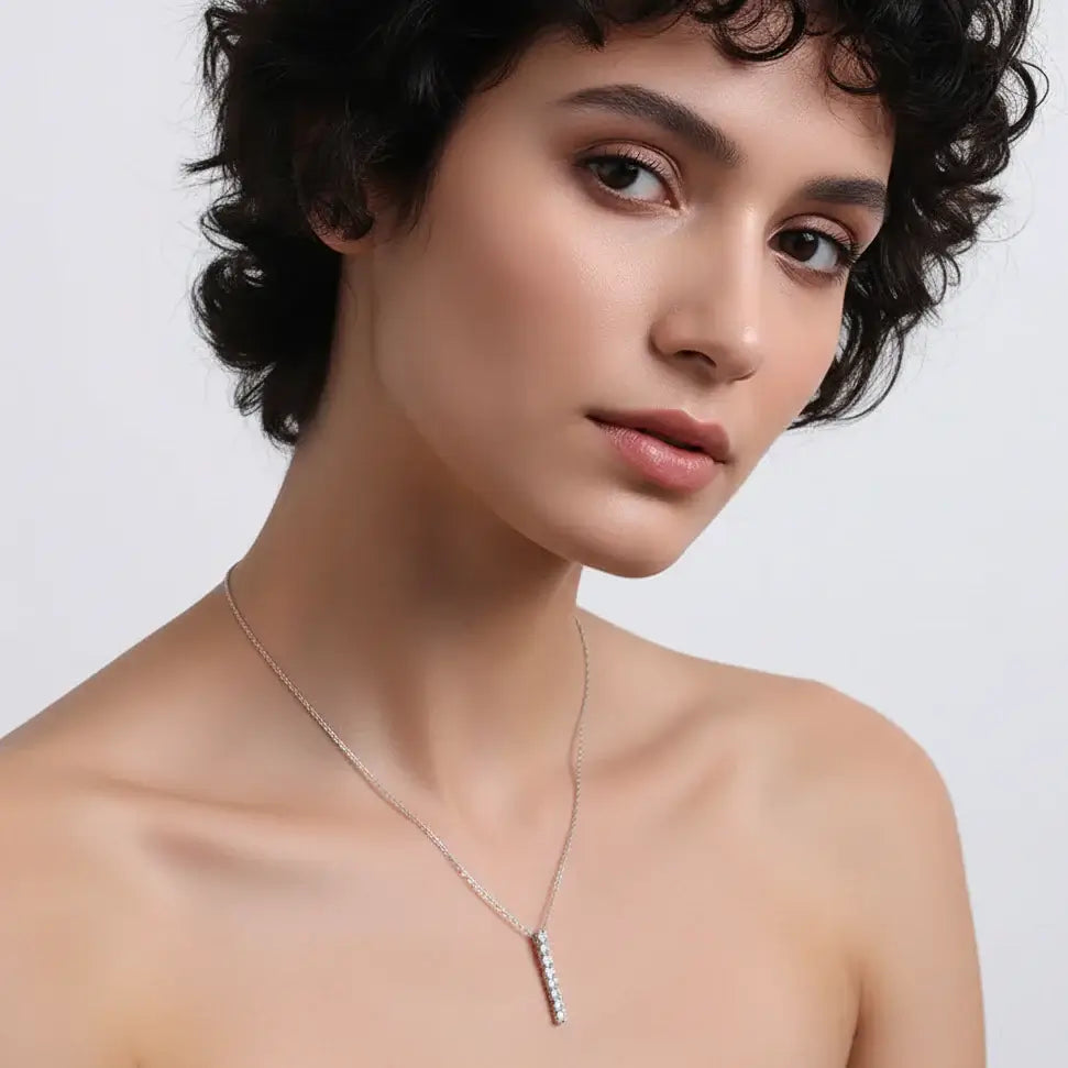 Round Brilliant Cut Moissanite Necklace Necklace Clavicle Chain S925