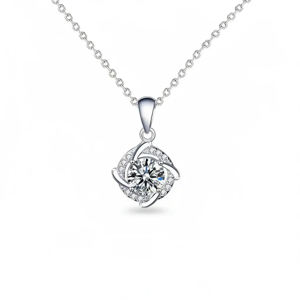 925 Sterling Silver 1CT VVS1 Moissanite Destiny Pendant Necklace
