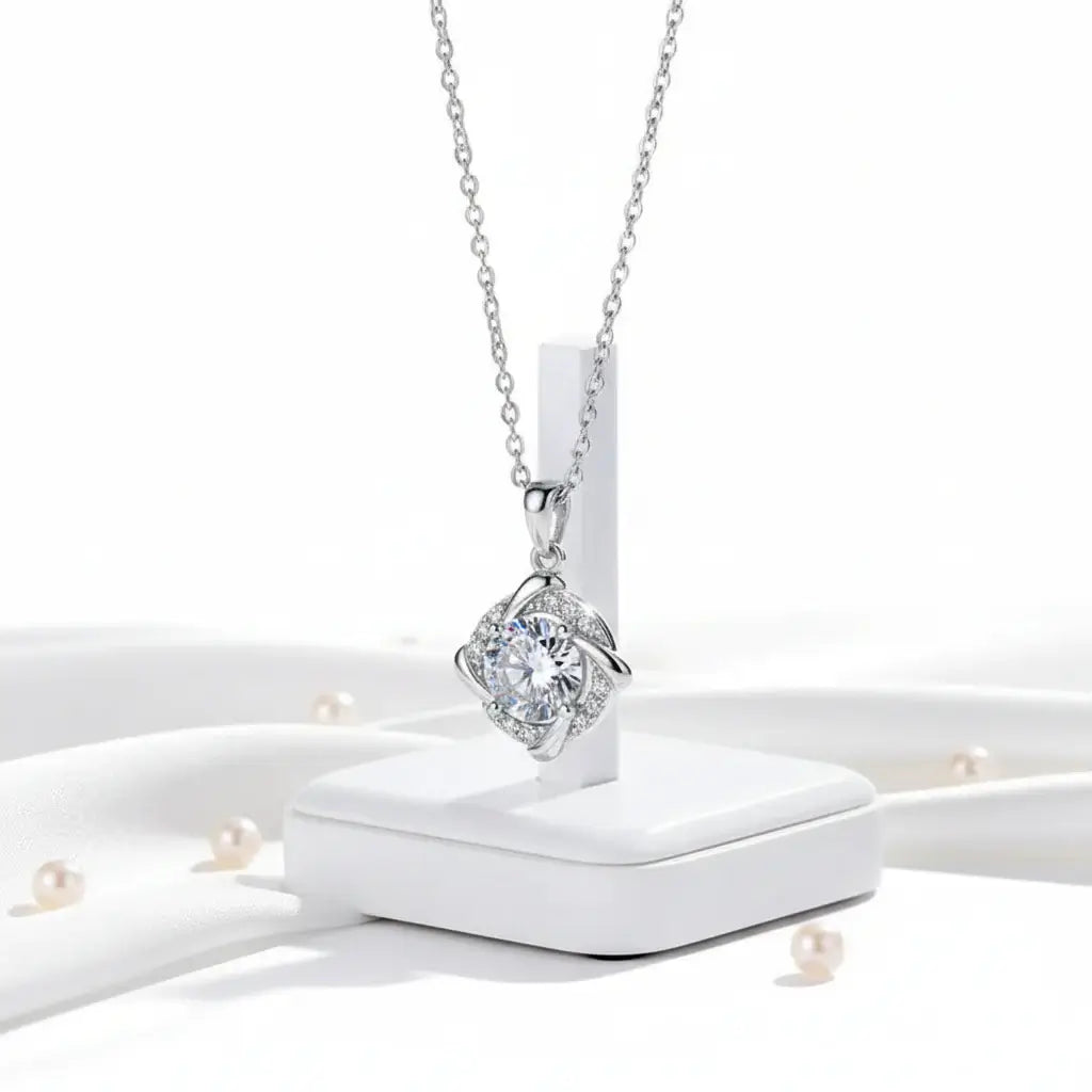 925 Sterling Silver 1CT VVS1 Moissanite Destiny Pendant Necklace