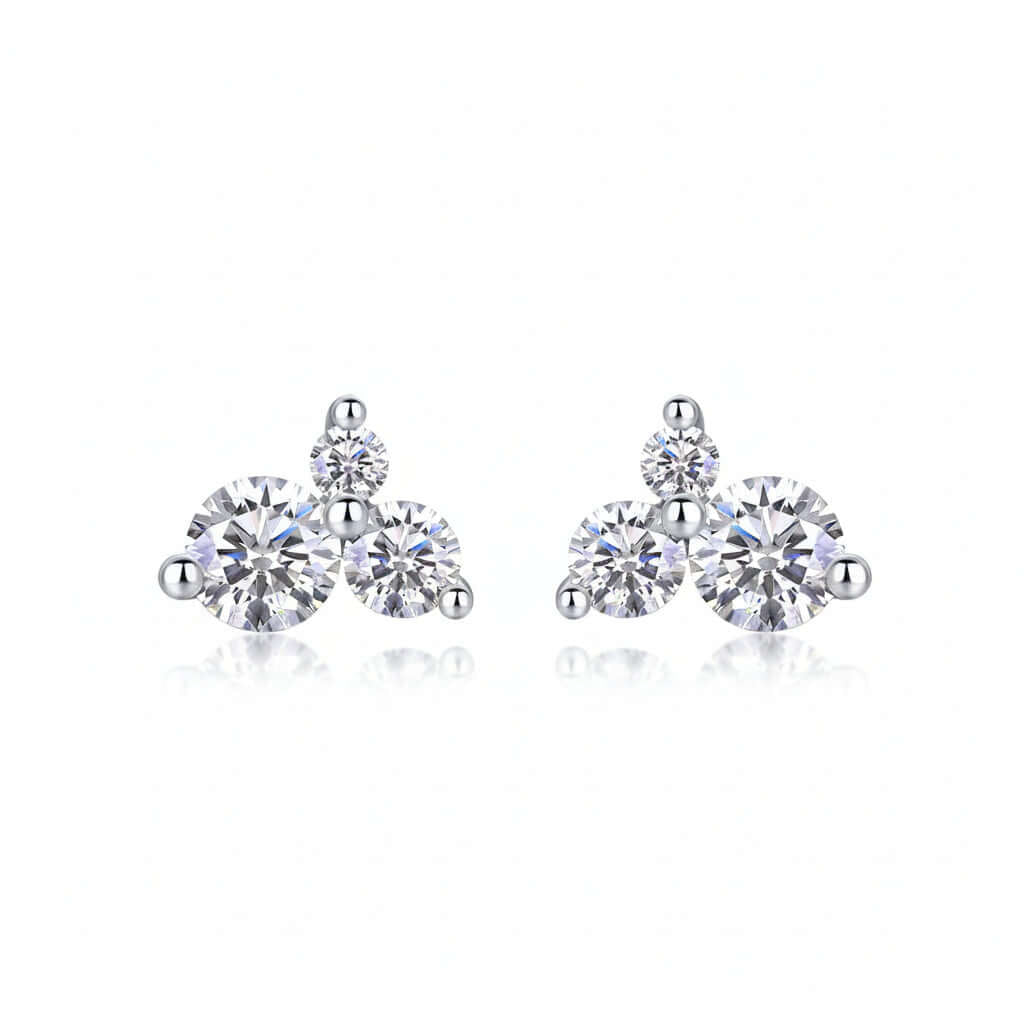 Trinity Bloom Moissanite Stud Earrings 