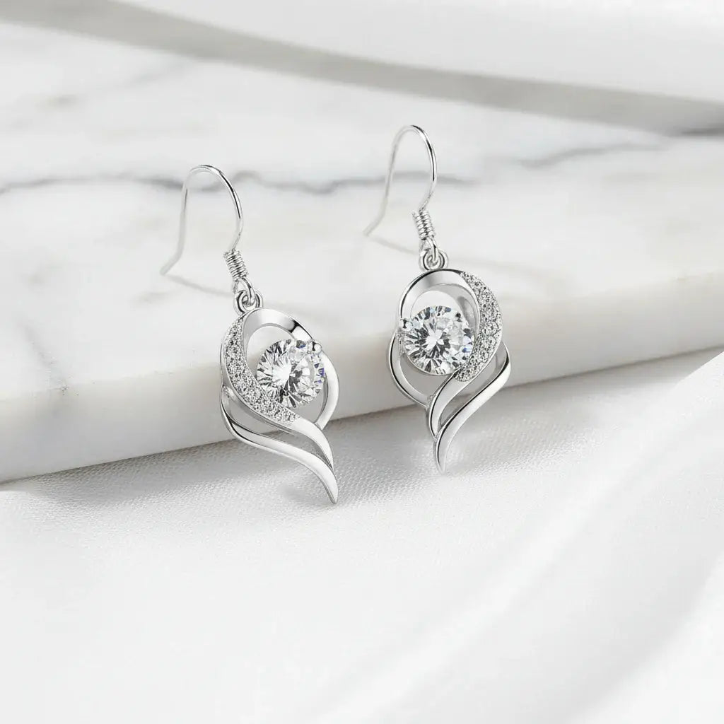 Moissanite Heart Earrings 925 Sterling Silver – 0.5CT Ocean Blue Heart Studs