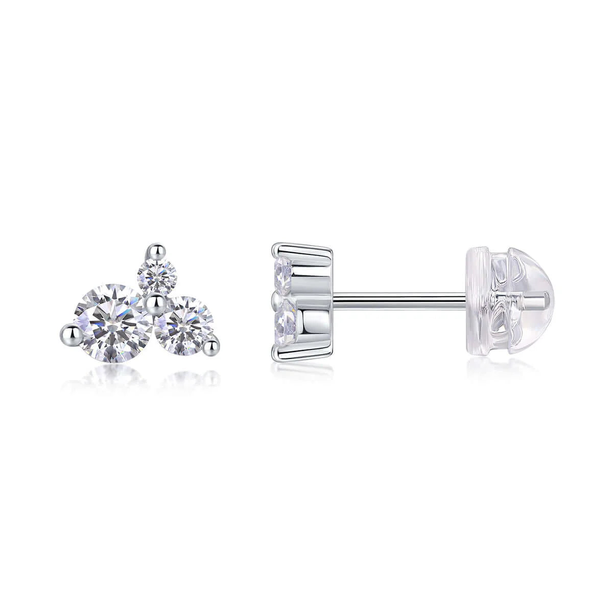 Trinity Bloom Moissanite Stud Earrings 