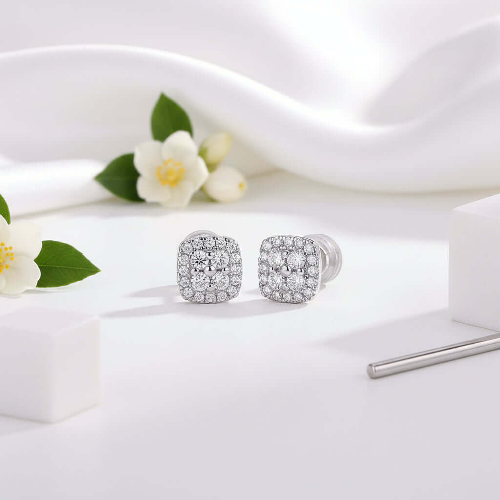 Icon Moissanite Stud Earrings – S925 Sterling Silver Platinum-Plated