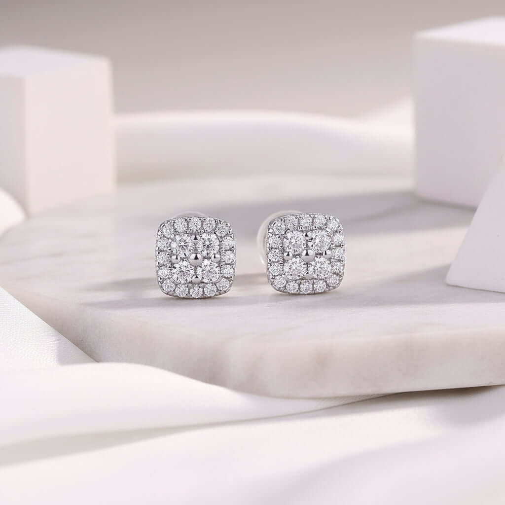 Icon Moissanite Stud Earrings – S925 Sterling Silver Platinum-Plated