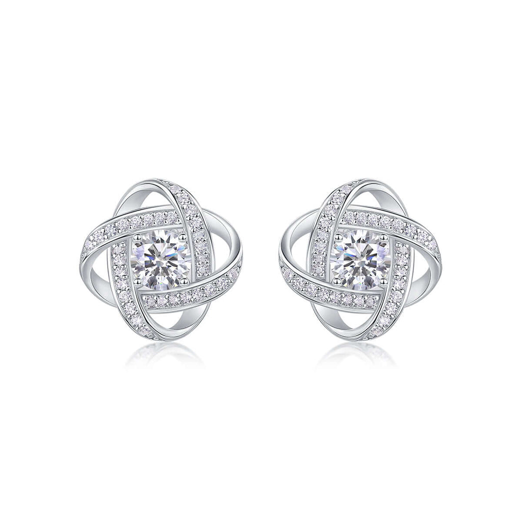 Moissanite Infinity Stud Earrings – S925 Sterling Silver Platinum-Plated