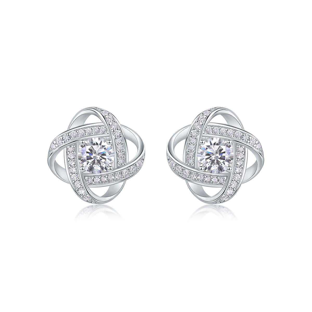 Moissanite Infinity Stud Earrings – S925 Sterling Silver Platinum-Plated