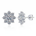 Moissanite Snowflake Sunflower Earrings 925 Silver 0.3-1CT – Cute Star Floral Studs 