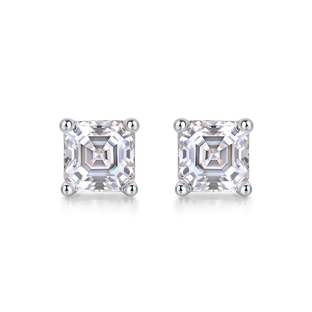 Square Moissanite Necklace – 925 Sterling Silver Platinum Plated Pendant