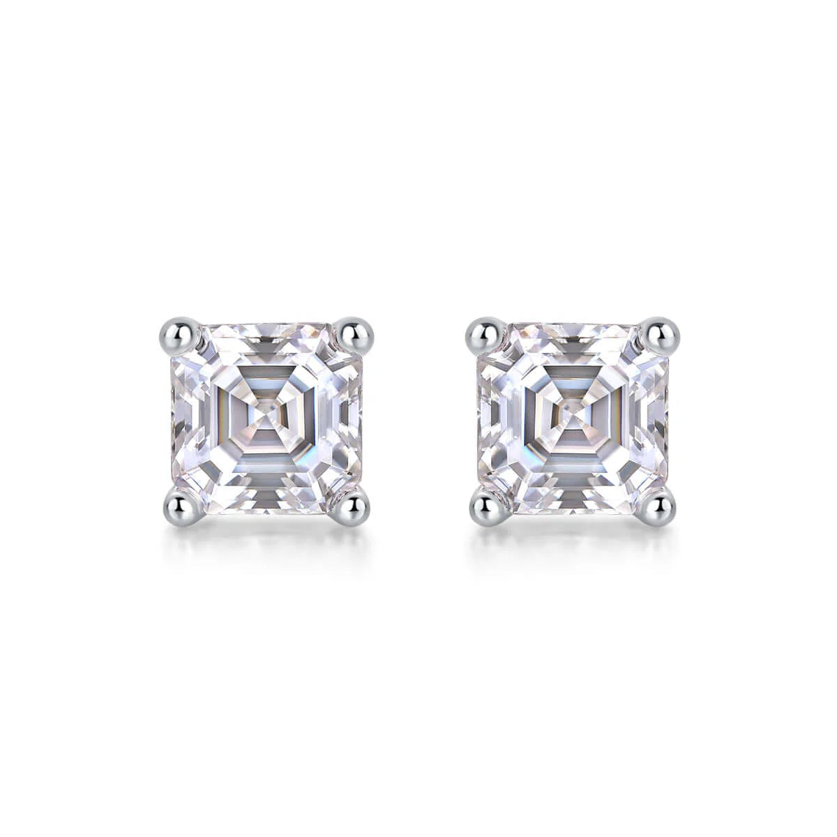 Square Moissanite Necklace – 925 Sterling Silver Platinum Plated Pendant