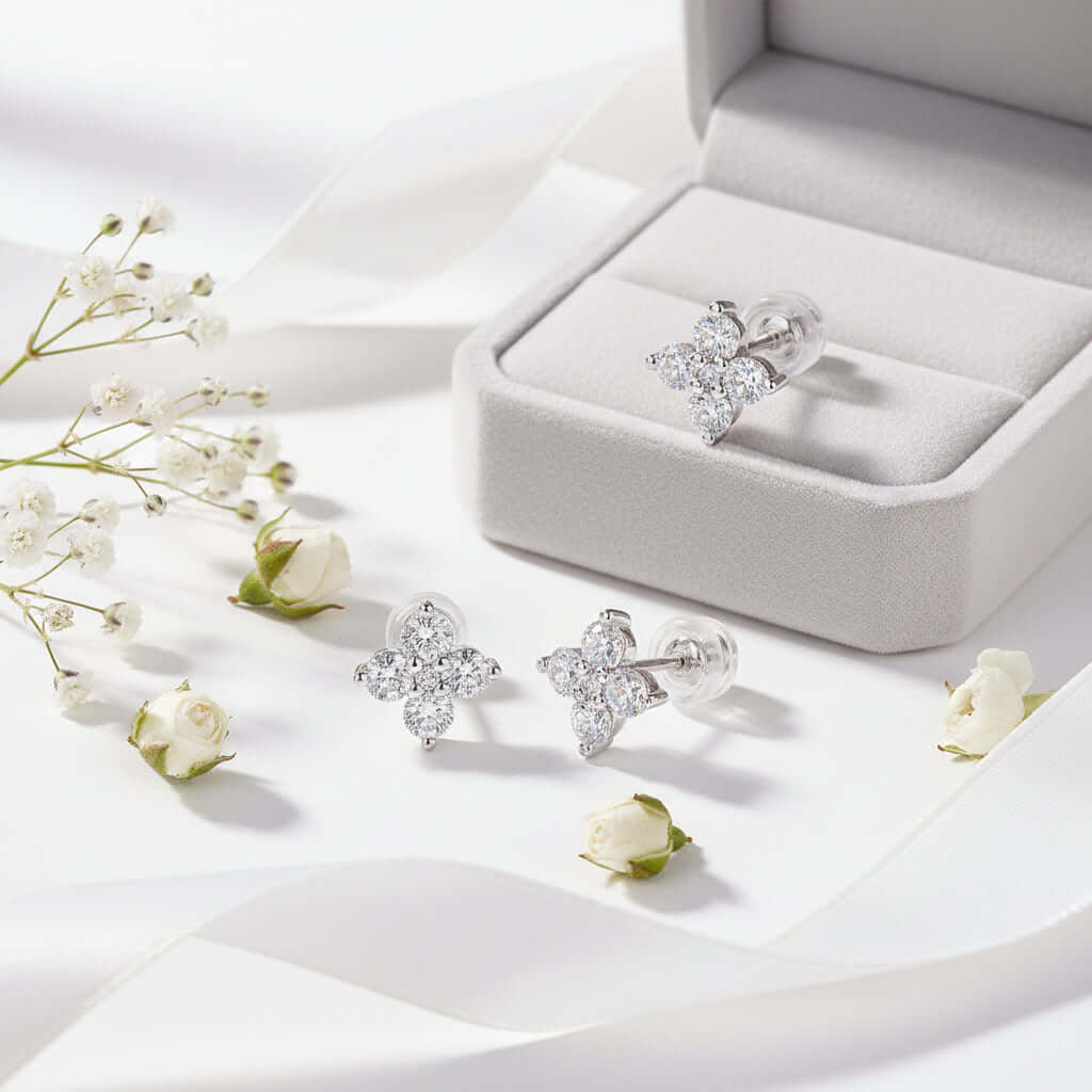Mini Moissanite Stud Earrings – S925 Sterling Silver Platinum-Plated