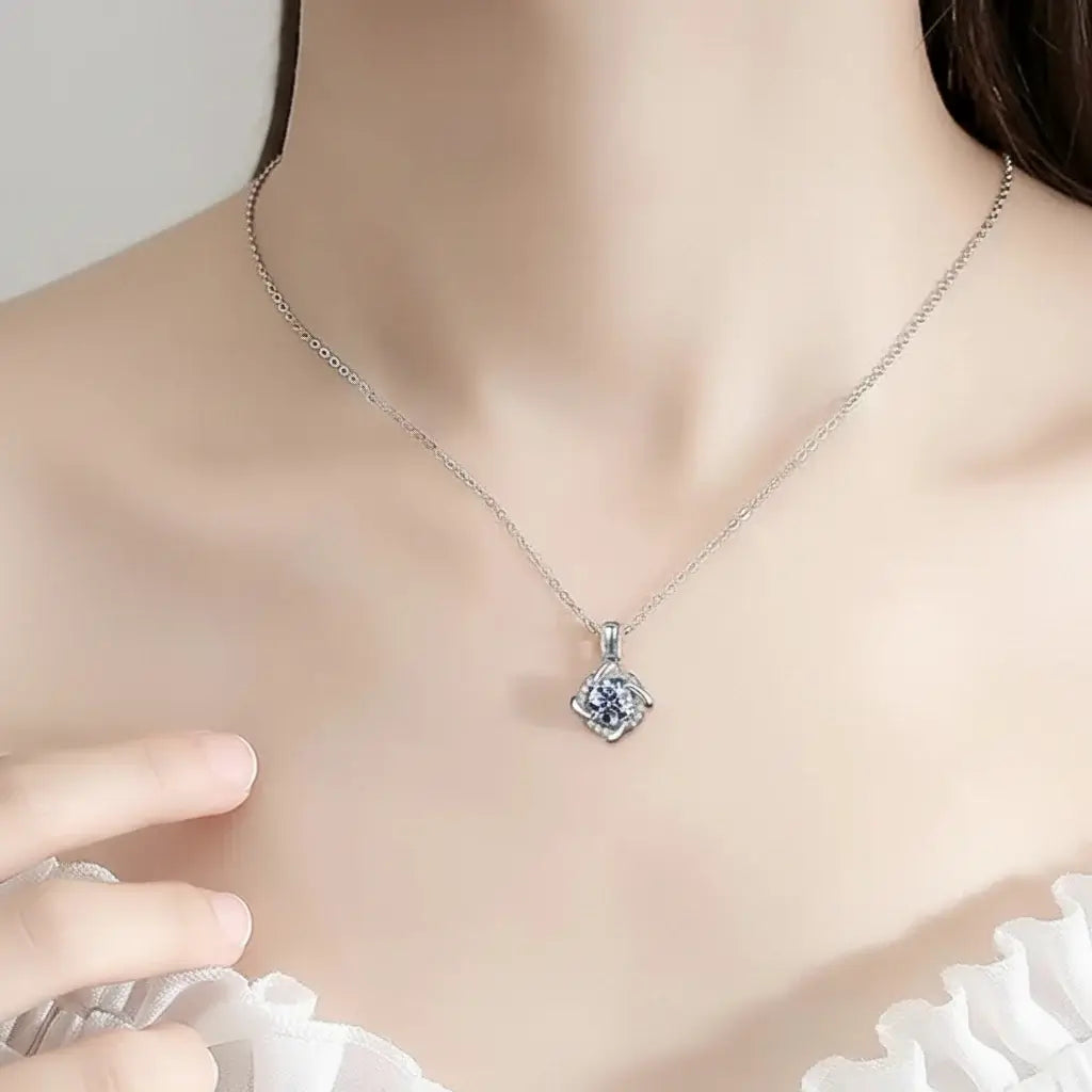925 Sterling Silver 1CT VVS1 Moissanite Destiny Pendant Necklace