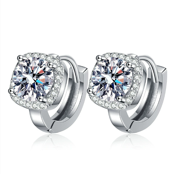 Moissanite Luxe – Platinum Finish 925 Sterling Silver 1CT Earrings